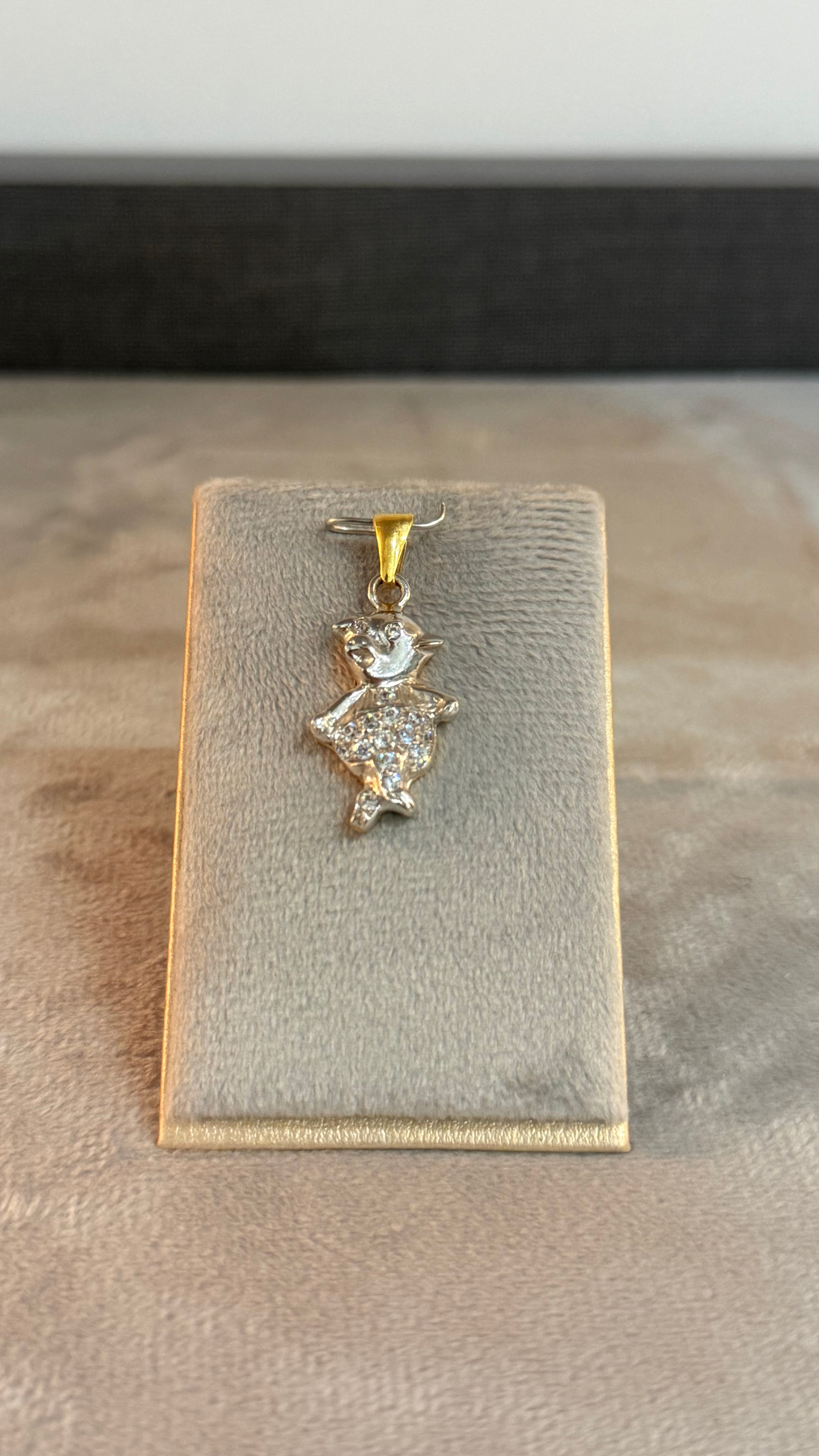 Dije Cerdito (White Gold) con Diamante 4,1Gr